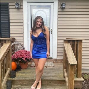 Blue Lace Mini Dress